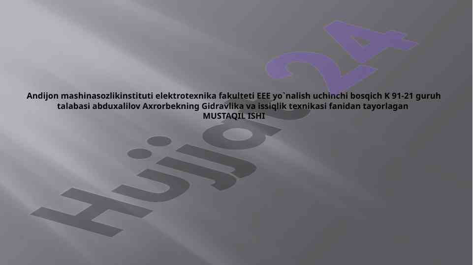 Gidrostatik bosim va uning xususiyatlari