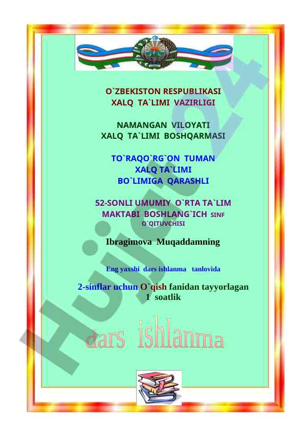 O'qituvchilarga tavsiya etilgan dars ishlanmasi