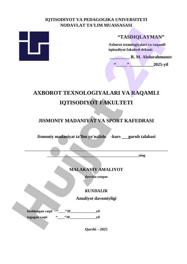 Malakaviy amaliyot uslubiy qo‘llanmasi