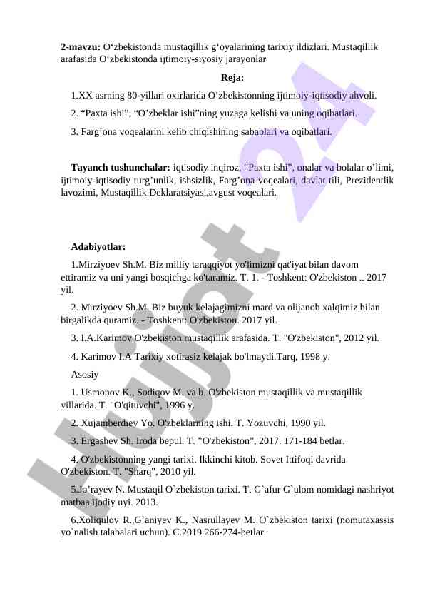 O‘zbekistonda mustaqillik g‘oyalarining tarixiy ildizlari