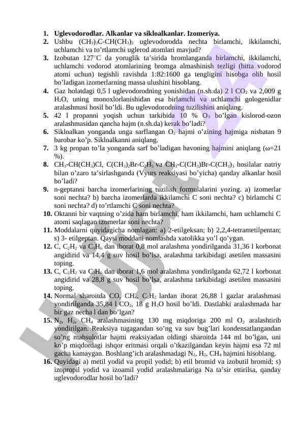 Uglevodorodlar va ularning taqsimoti