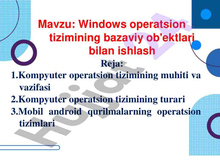 Windows operatsion tizimlarining bazaviy ob'ektlari