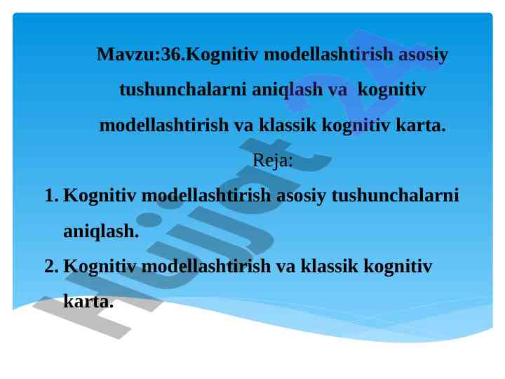 Kognitiv modellashtirish asosiy tushunchalari