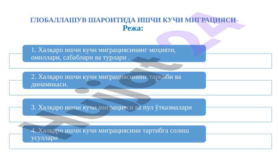 Xalqaro ishchi kuchining migratsiyasi tahlili