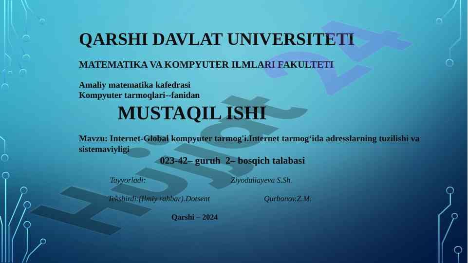 Internet-global kompyuter tarmog'i va tizimlari