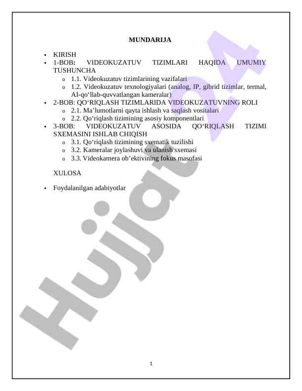 Videokuzatuv tizimlari va xavfsizlik texnologiyalari
