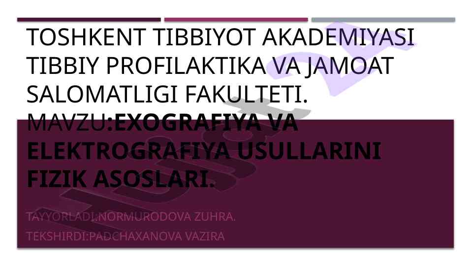 Ultratovush diagnostikasi va elektrokardiogramma