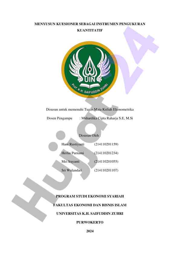 Menyusun kuesioner sebagai instrumen pengukuran kuantitatif