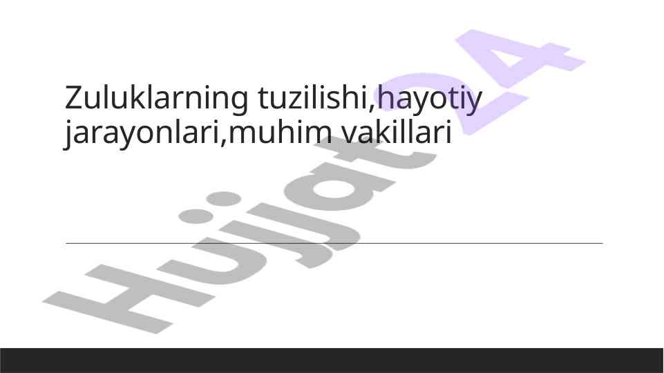 Zuluklarning tashqi tuzilishi va moslashuv jarayonlari
