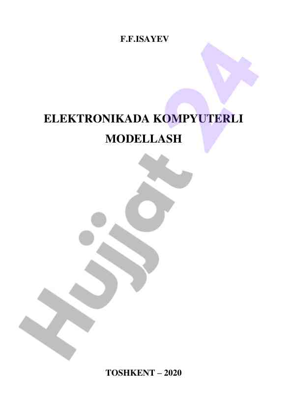 Elektronikada kompyuterli modellash darsligi