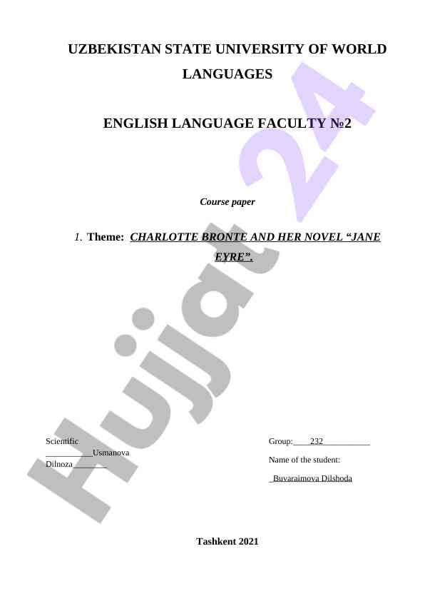 Charlotte bronte va uning romani jane eyre