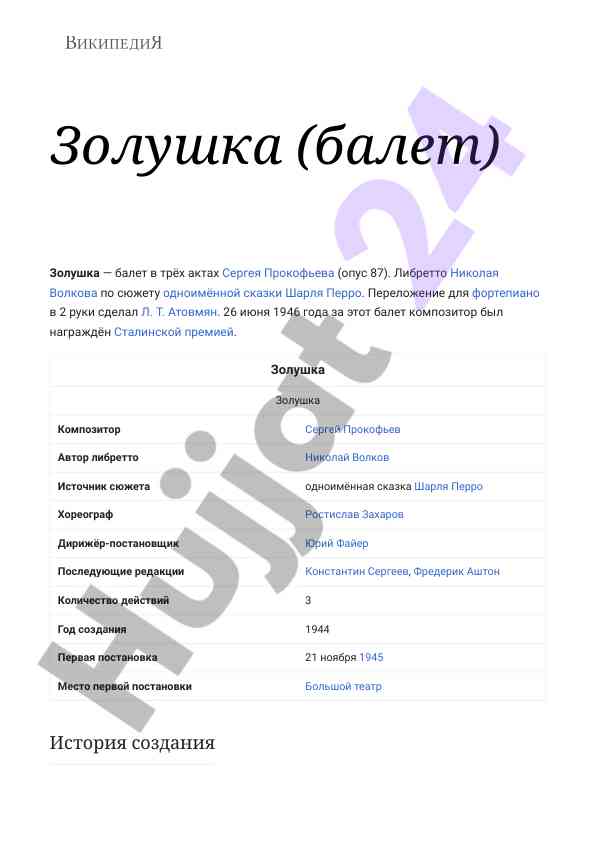Zolushka baleti: istoriya i premyera