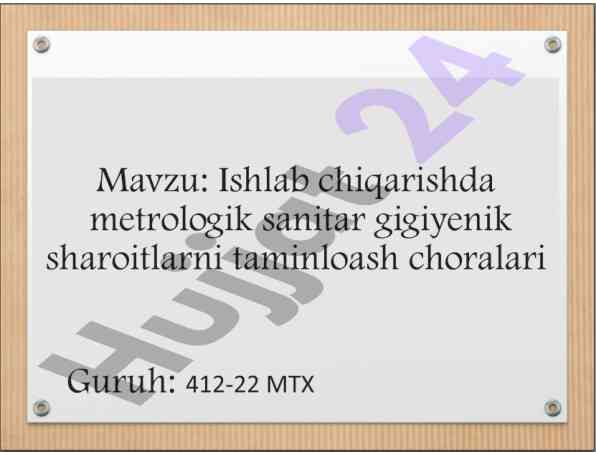 Ishlab chiqarish sanitariya maqsadi va vazifalari