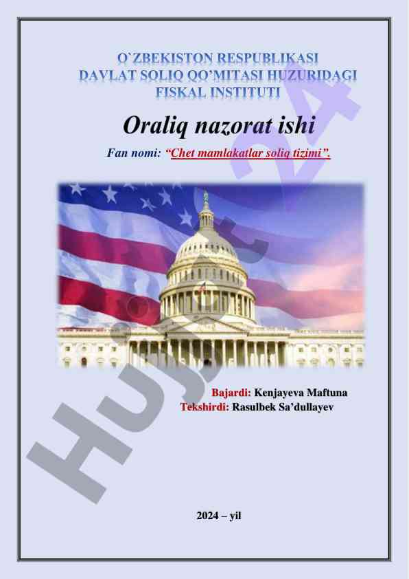 Chet mamlakatlar soliq tizimi tahlili