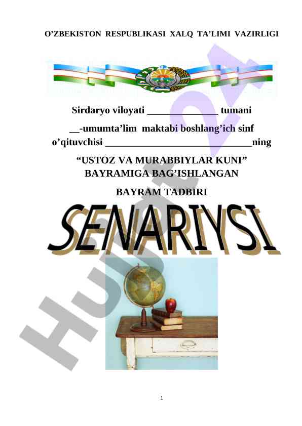Ustoz va murabbiylar kuni bayram tadbiri senariysi
