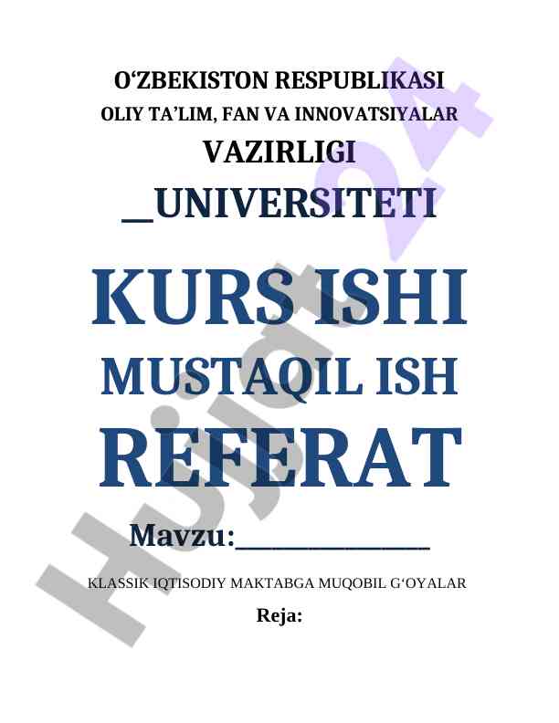 Klassik Iqtisodiy Maktabga Muqobil G‘oyalar