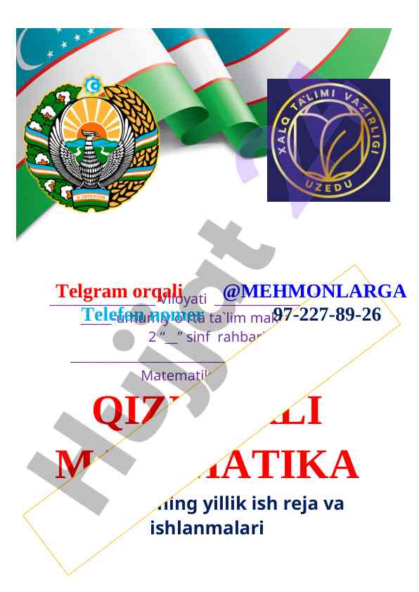 Qiziqarli matematika to'garagi yillik ish reja
