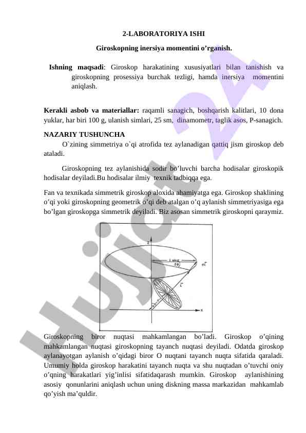 Giroskopning inersiya momentini o’rganish
