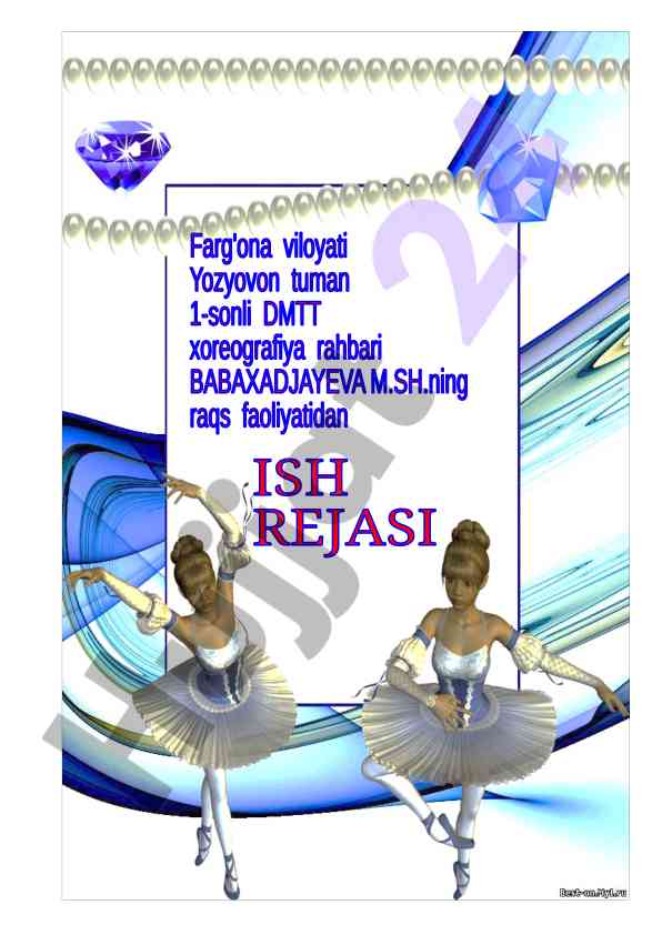 Raqs mashg‘ulotlari uchun ish rejasi