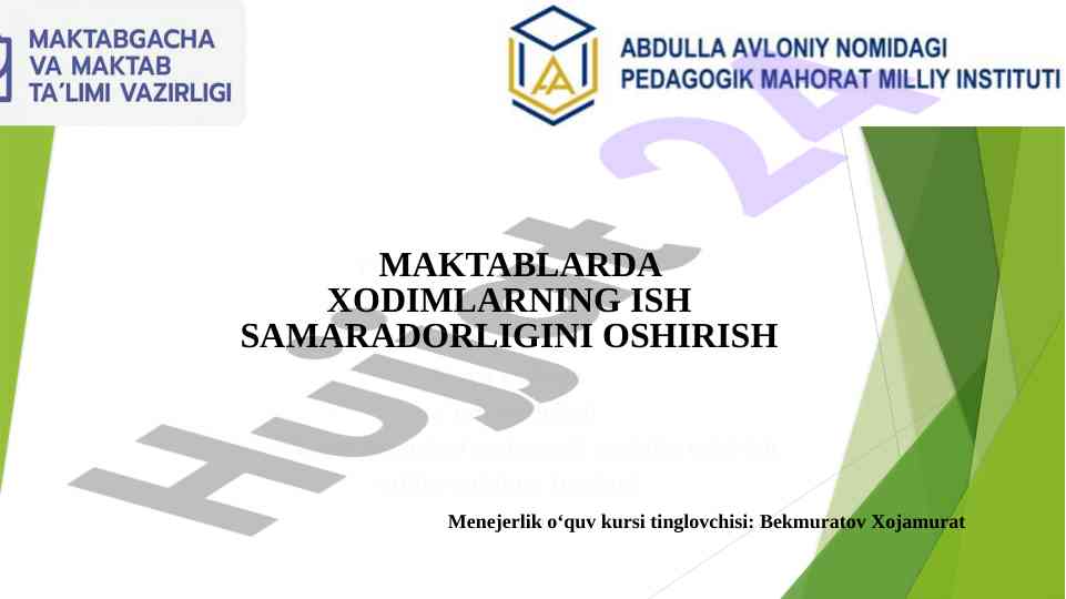 Xodimlarning ish samaradorligini oshirishi
