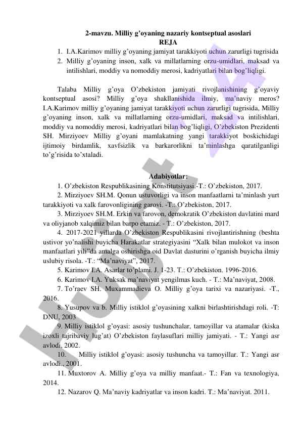 Milliy g’oyaning nazariy kontseptual asoslari