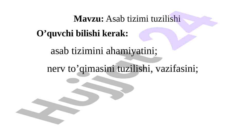 Asab tizimi tuzilishi va funksiyalari