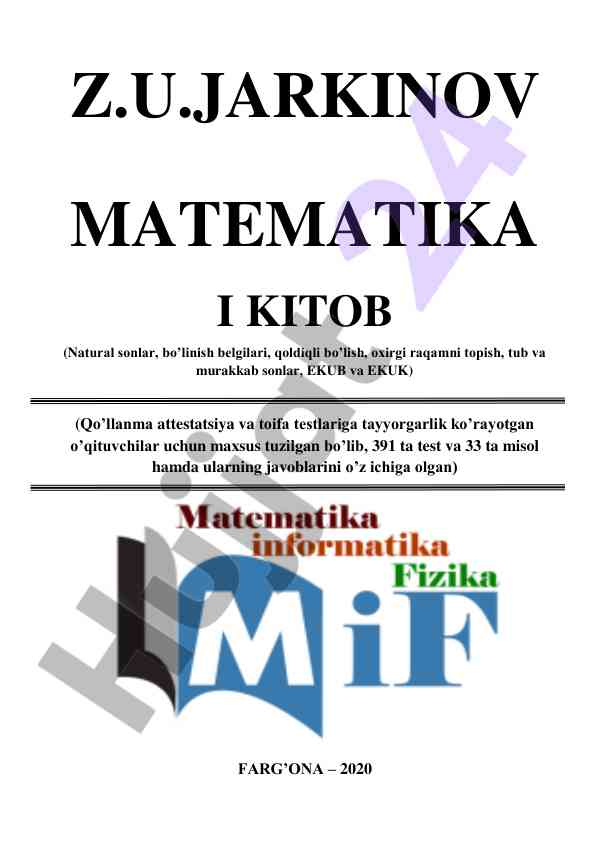 Matematika repetitor qo'llanma testlar va misollar