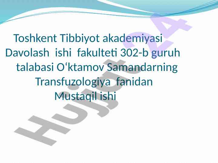 Anafilaktik shok haqida mustaqil ish