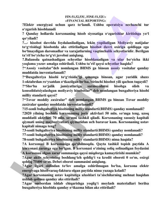 Moliyaviy hisobiyot va o‘zgarishlar tahlili