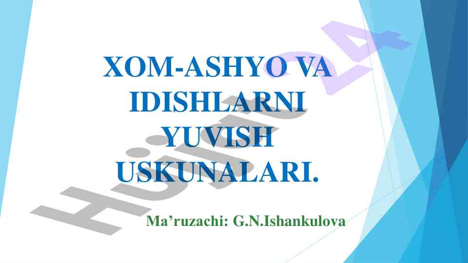 Xom-ashyo va idishlarni yuvish uskunalari