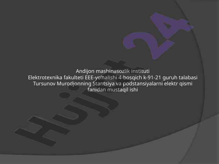 Stantsiya va podstansiyalar elektr qismi tizimlari