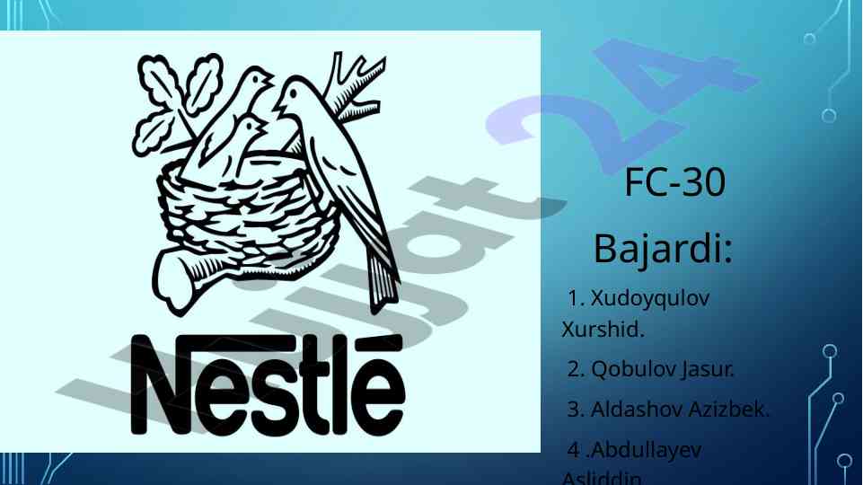 Nestle kompaniyasi boshqaruv strukturasining tahlili