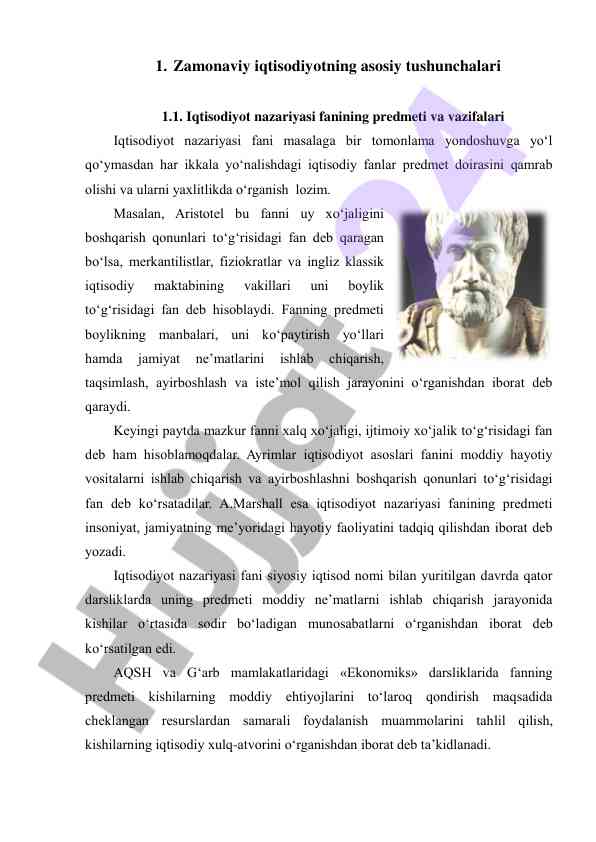 Zamonaviy iqtisodiyot tushunchalari va nazariyasi