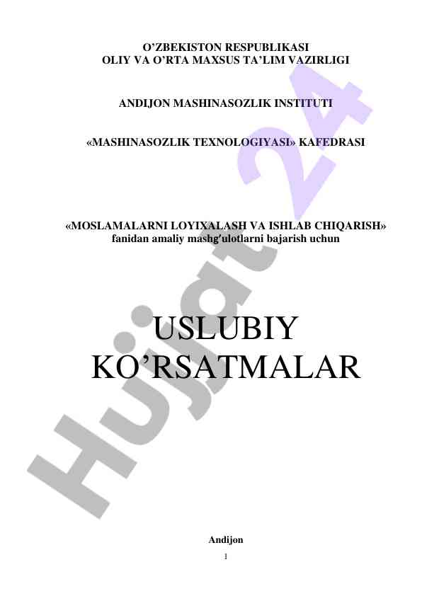 Uslubiy ko'rsatmalar: amaliy mashg'ulotlar uchun