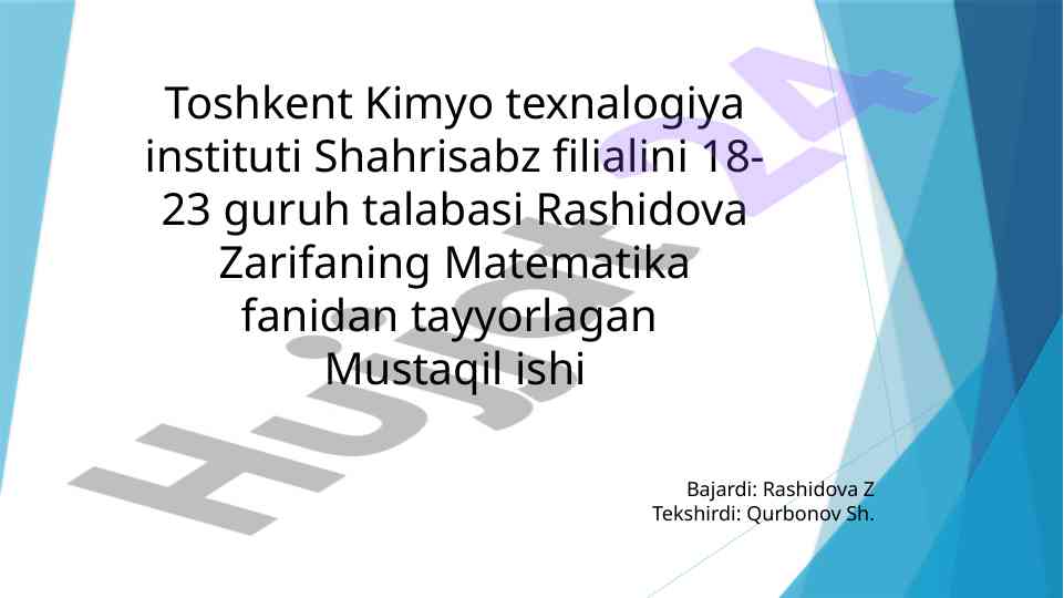 Matematika fanidan mustaqil ish