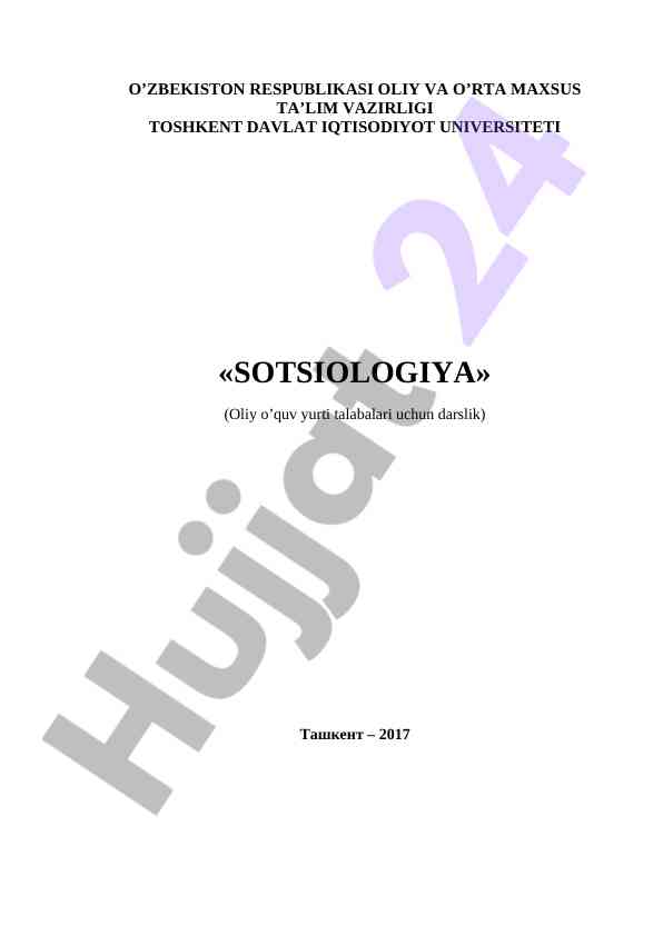 Sotsiologiya darsligi talabalar uchun