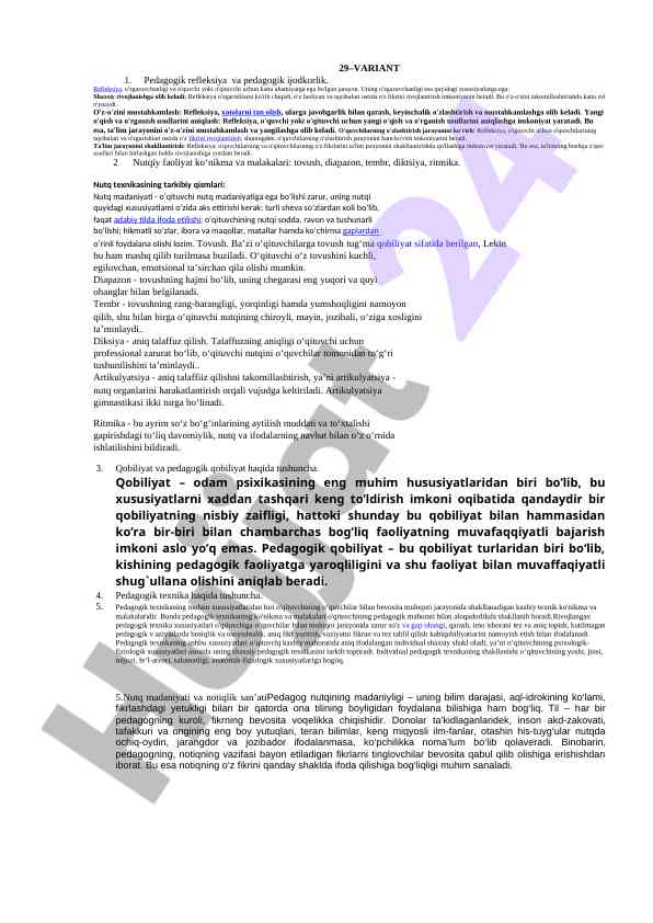 Pedagogik refleksiya va ijodkorlik