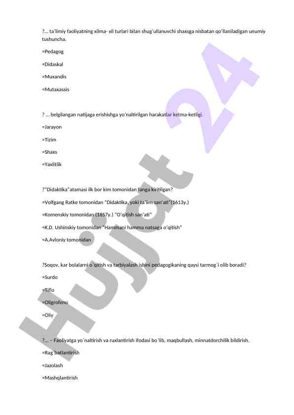 Didaktika mavzusida asosiy tushunchalar va nazariyalar