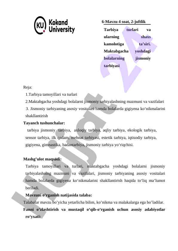 Tarbiya Turlari Va Ularning Shaxs Kamolotiga Ta’siri