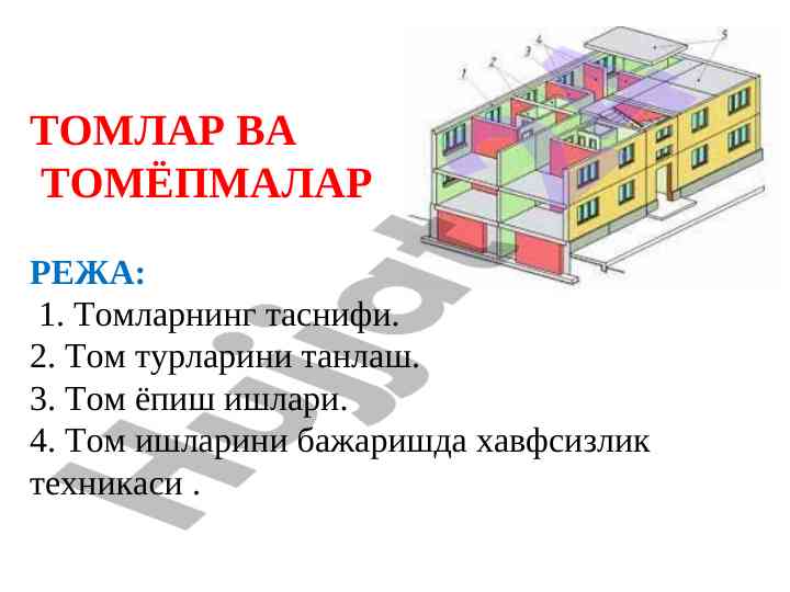 Tomlar va tomёpmalar haqida ma'lumotlar