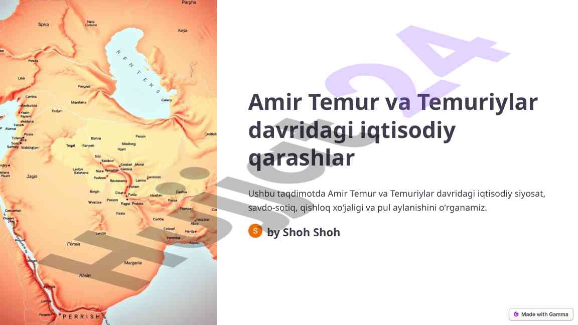 Amir temur va temuriylar davridagi iqtisodiy qarashlar