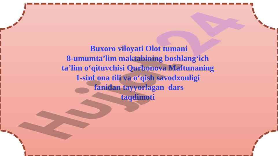Kun tartibi dars taqdimoti o‘qituvchilar uchun