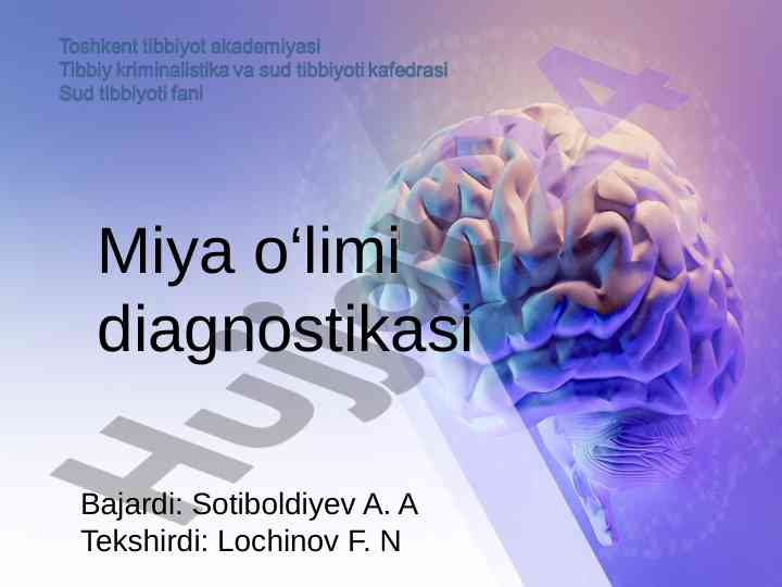 Miya o‘limi diagnostikasi va sabablari