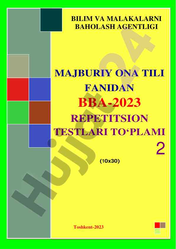 Majburiy ona tili fanidan bba-2023 repetitsion testlari
