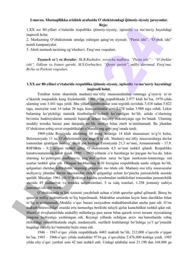 O‘zbekiston ijtimoiy-siyosiy jarayonlari tahlili