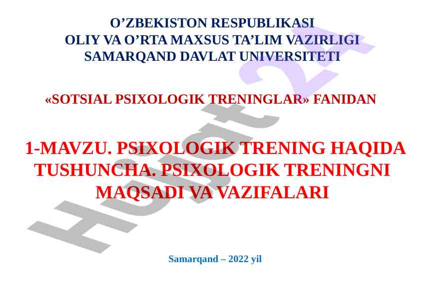 Psixologik treninglar fanidan 1-mavzu taqdimoti