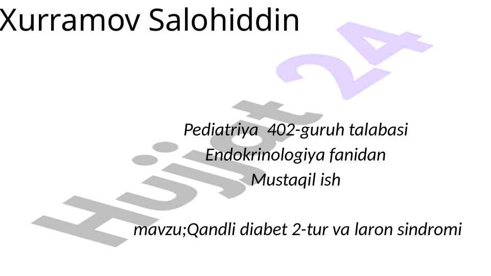 Qandli diabet 2-tur va laron sindromi tahlili