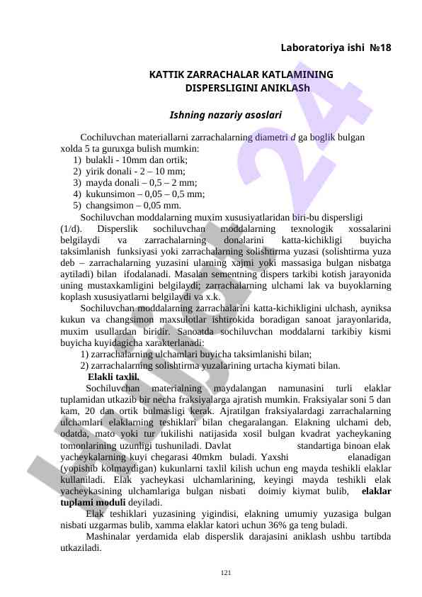 Kattik Zarrachalar Katlamining Dispersligini Aniklash