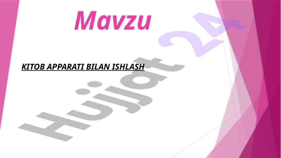 Kitob apparati bilan ishlash va bosib chiqarish
