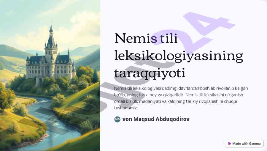 Nemis tili leksikologiyasining tarakiyoti va tahlili